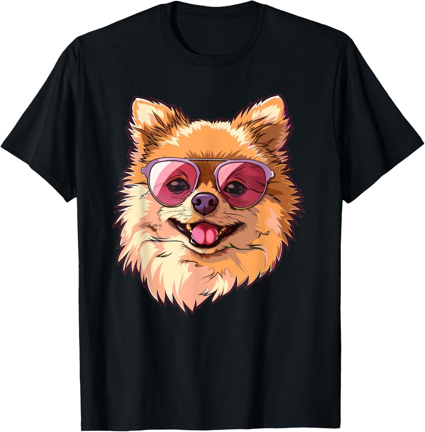 Pomeranian Dog Sunglasses Women Kids T-Shirt - T-Shirt | Black