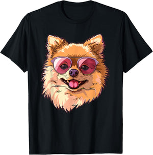 Pomeranian Dog Sunglasses Women Kids T-Shirt - T-Shirt | Black
