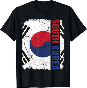 Vintage South Korean Flag South Korea Pride Roots Heritage T-Shirt - T-Shirt | Black