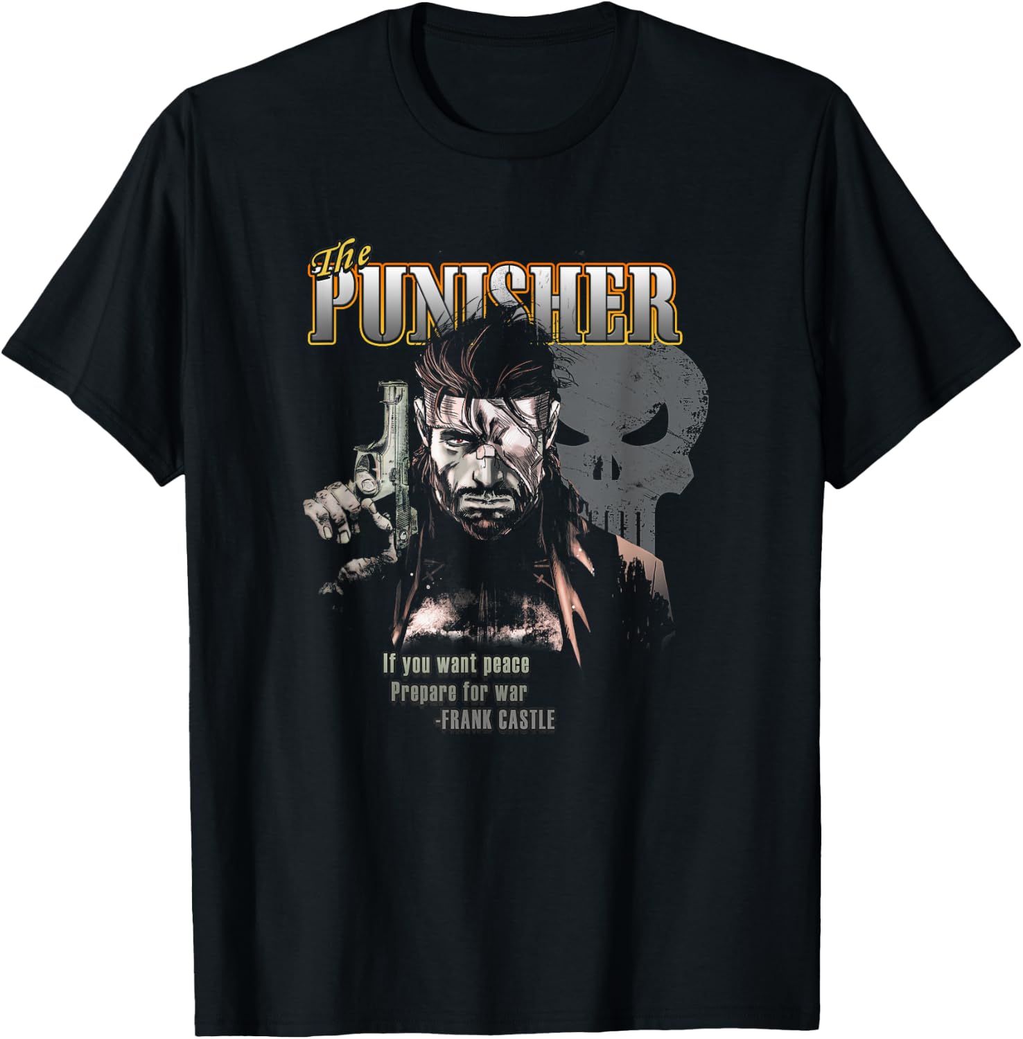 Marvel Punisher If You Want Peace Prepare For War Vintage T-Shirt - T-Shirt | Black