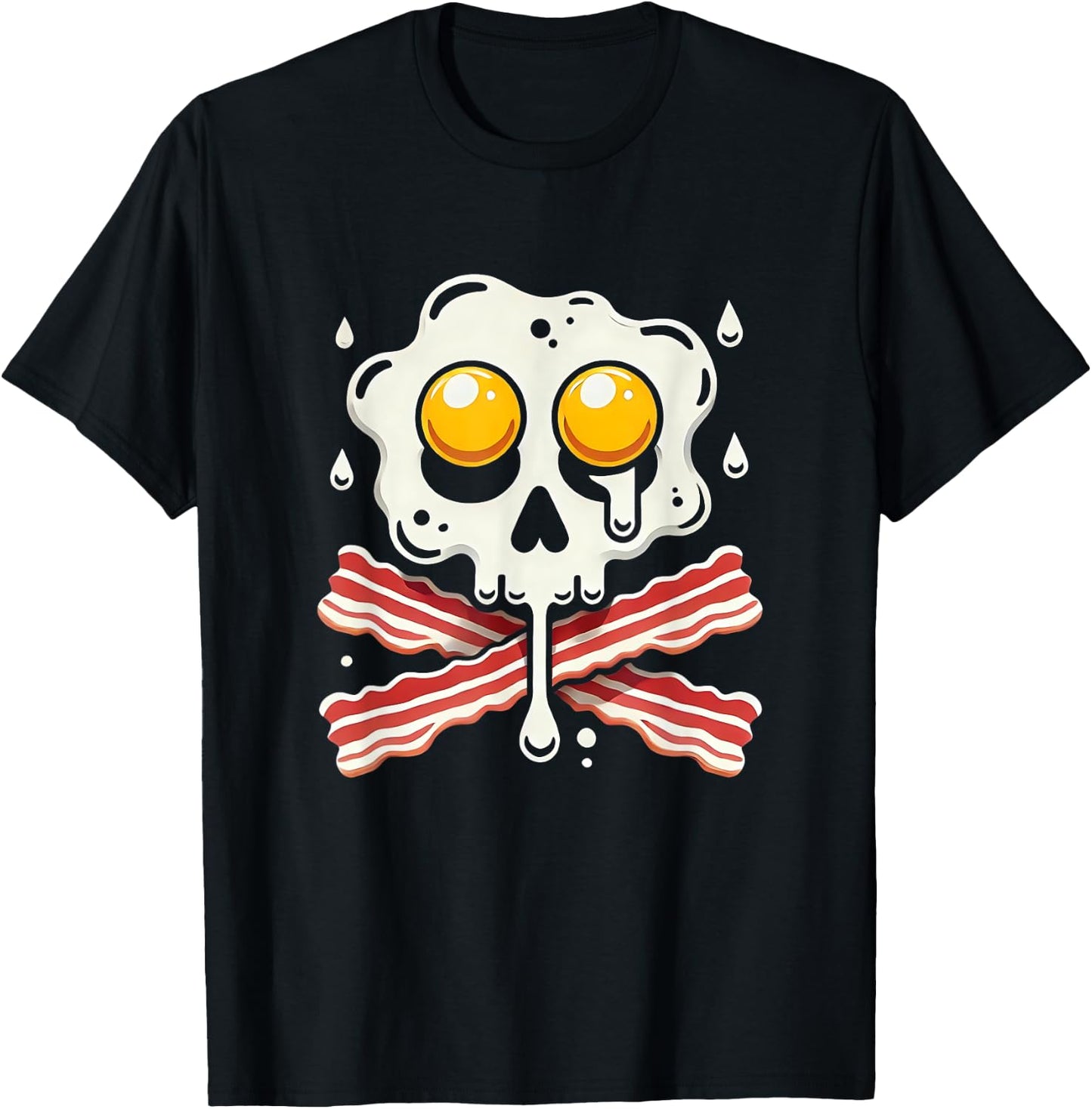 Egg Bacon Skull And Crossbones Food Art T-Shirt - T-Shirt | Black