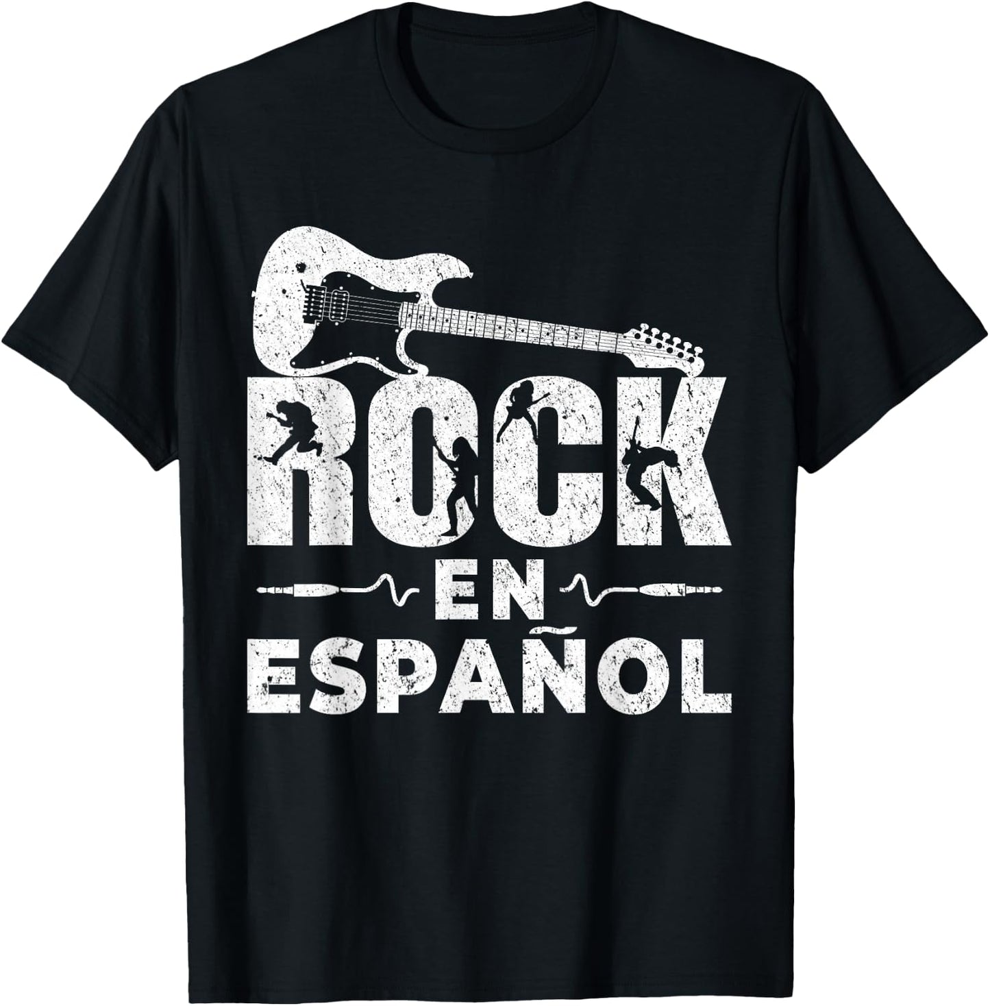 Rock En Español Spanish Music Instrument Electric Guitar T-Shirt - T-Shirt | Black