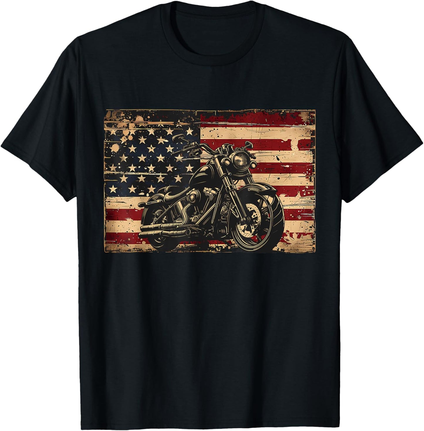 American Flag Motorcycle Apparel - Biker Motorcycle Kids Men T-Shirt - T-Shirt | Black