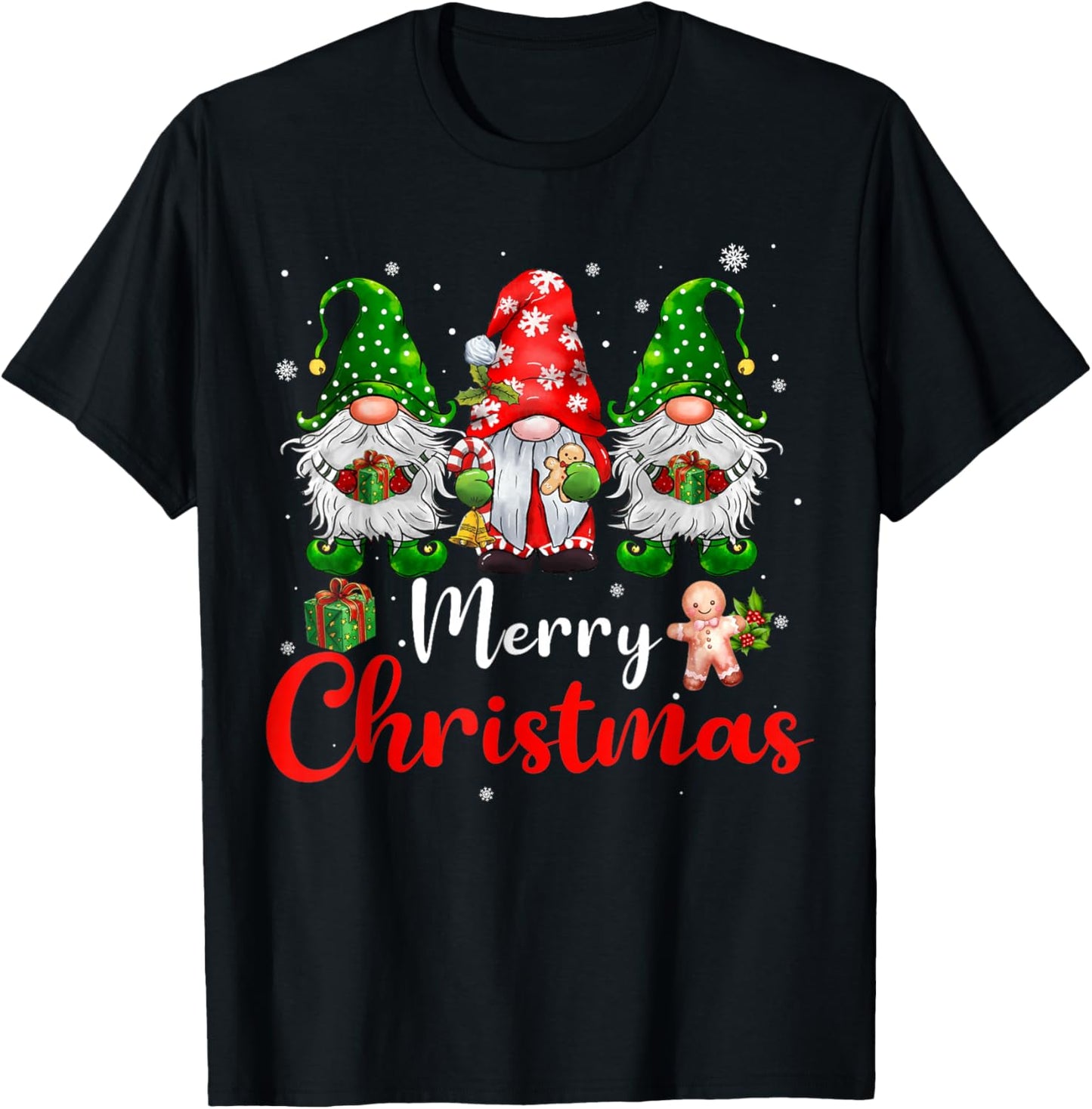 Merry Christmas Gnomes Xmas Family Men Women T-Shirt - T-Shirt | Black
