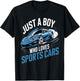 Funny Fast Racing Car Just a Boy Who Loves Sports Cars T-Shirt - T-Shirt | Black