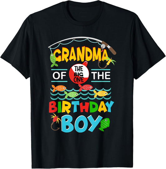O Fish Ally One Birthday Outfit Grandma Of The Birthday Boy T-Shirt - T-Shirt | Black
