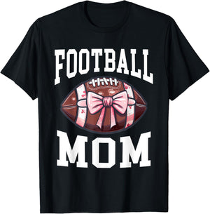 Football Mom Football Bow T-Shirt - T-Shirt | Black