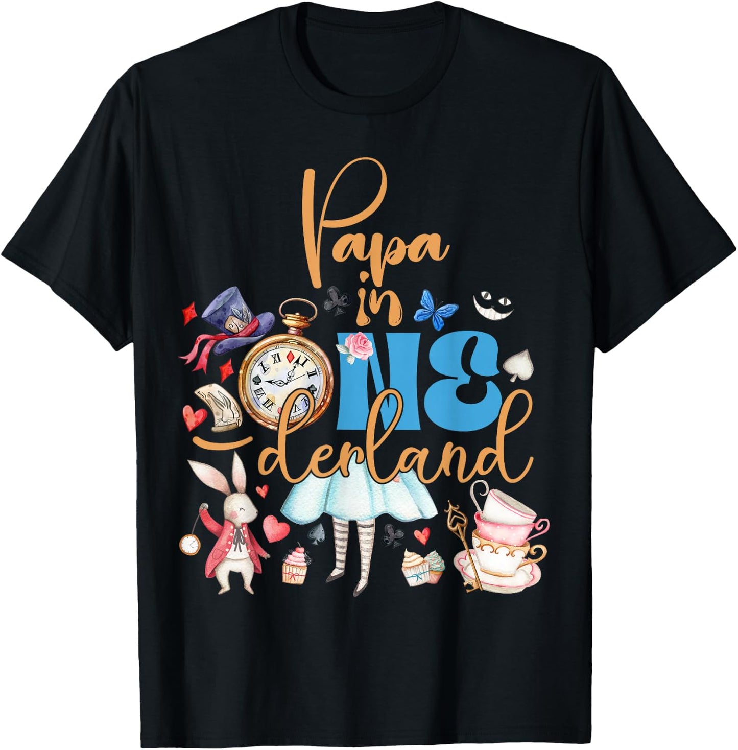 Alice Papa in ONEderland Birthday Family T-Shirt - T-Shirt | Black