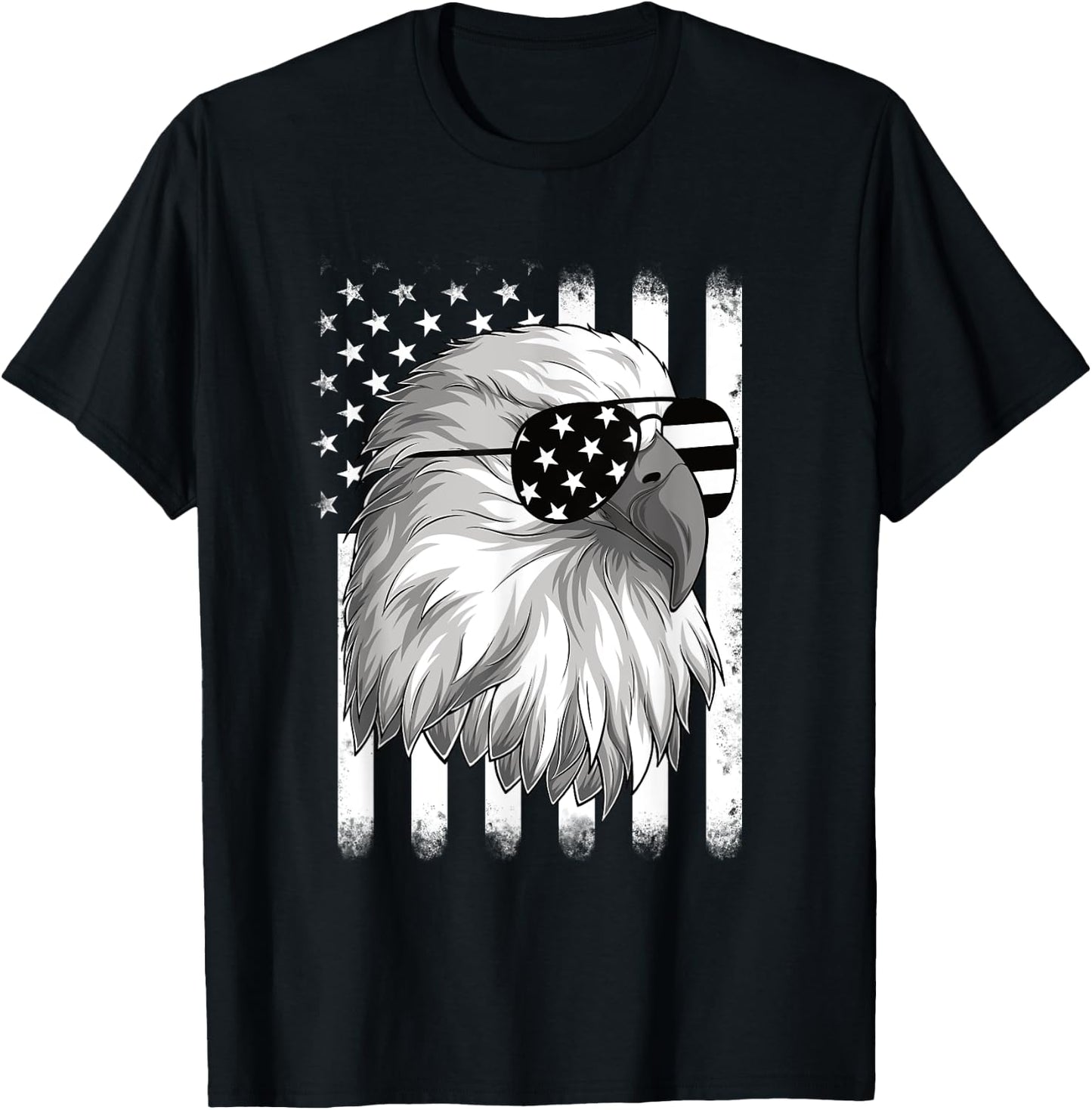 Patriotic Eagle 4th Of July USA American Flag Men Boys Kids T-Shirt - T-Shirt | Black
