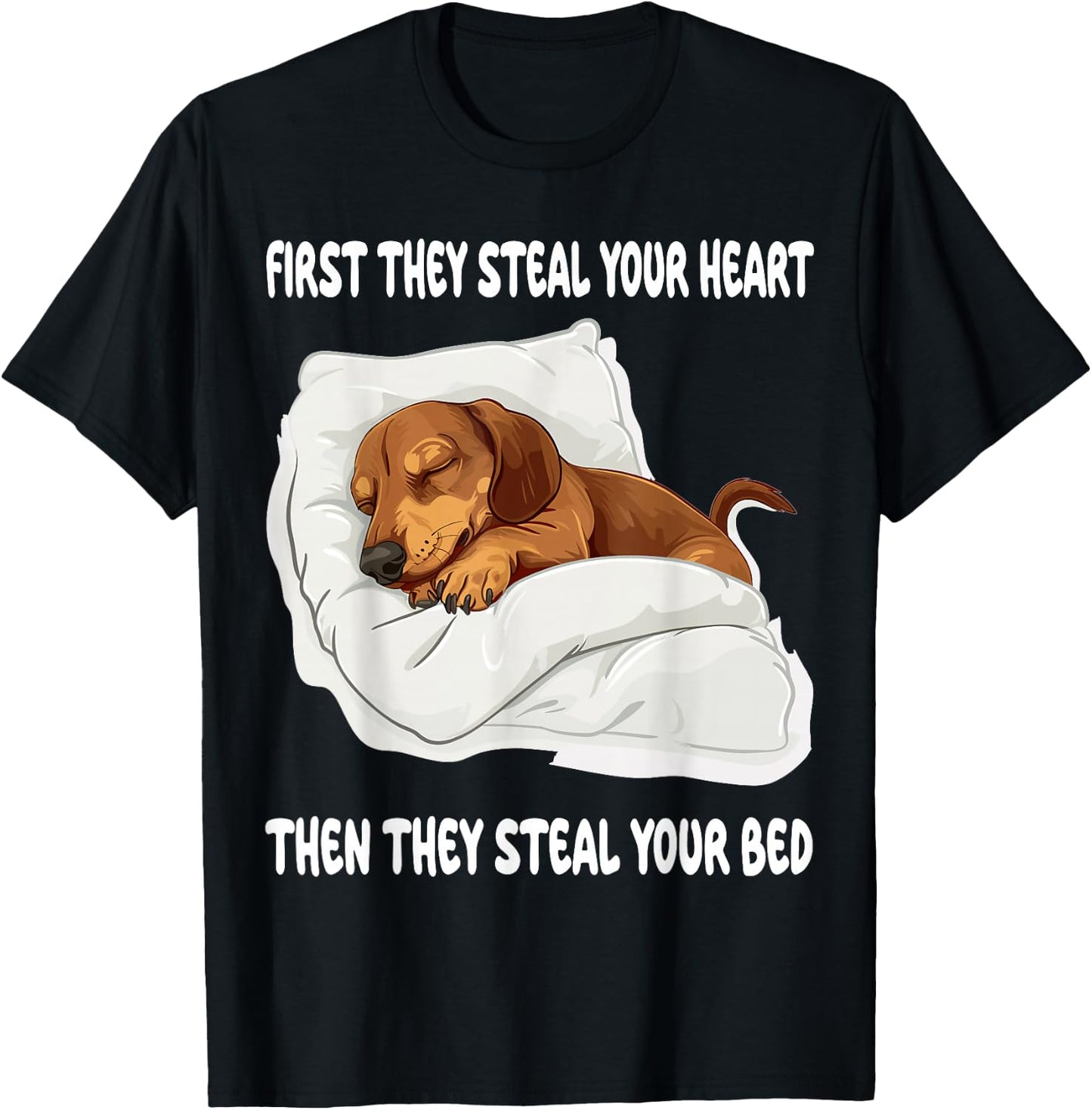 Dachshund Wiener Doxie Sleeping Pajamas Nightgown T-Shirt - T-Shirt | Black
