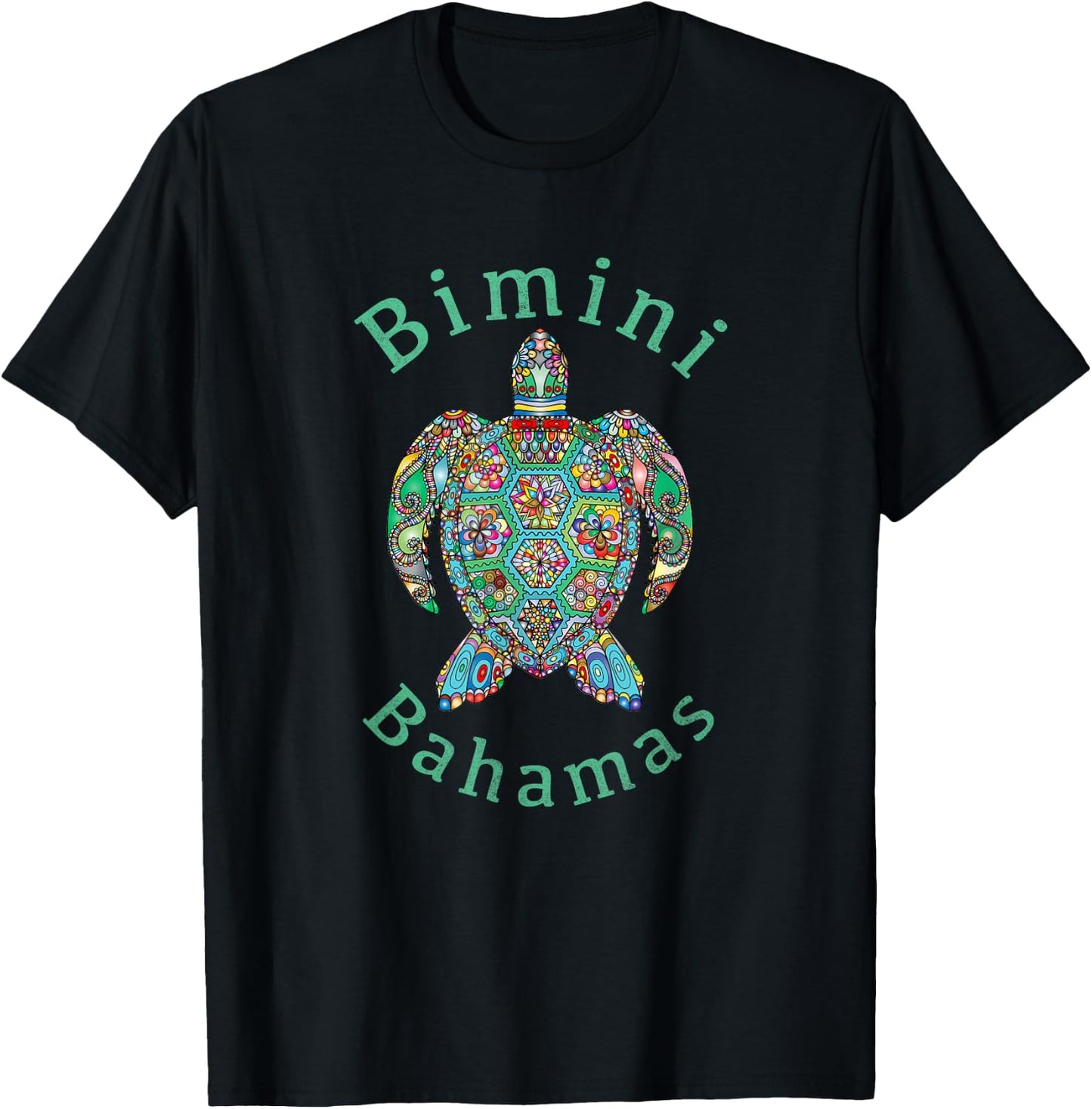 Bimini, Bahamas Tribal Turtle Gift T-Shirt - T-Shirt | Black