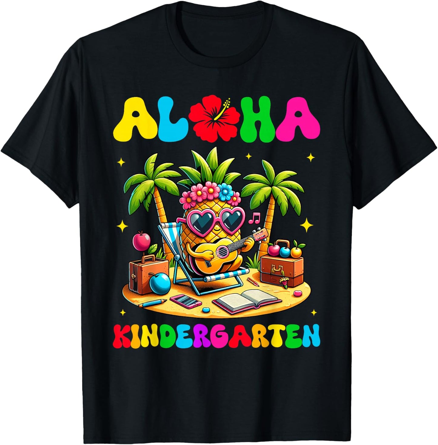 Aloha Kindergarten Pineapple Hawaii Back to School Kids Girl T-Shirt - T-Shirt | Black