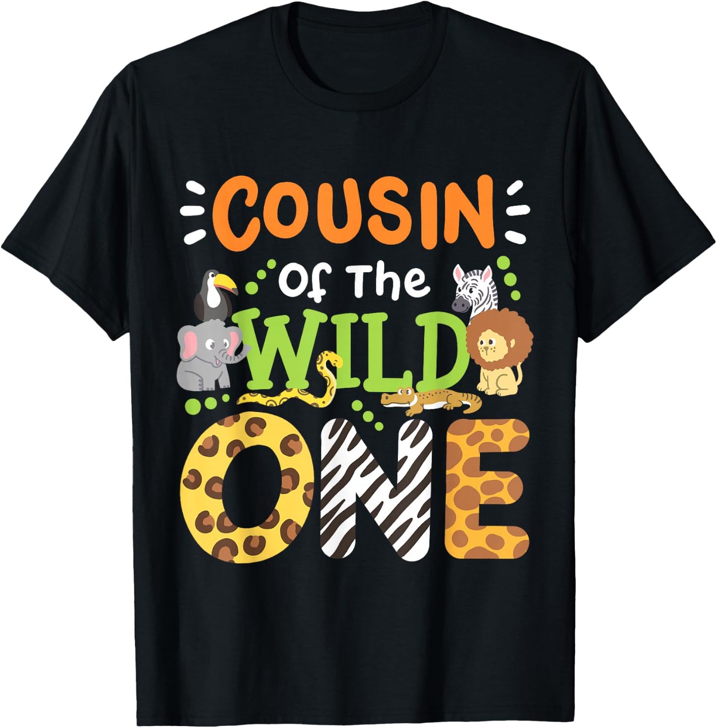 Cousin Of The Wild One Kids Boys Safari Zoo Birthday Family T-Shirt - T-Shirt | Black