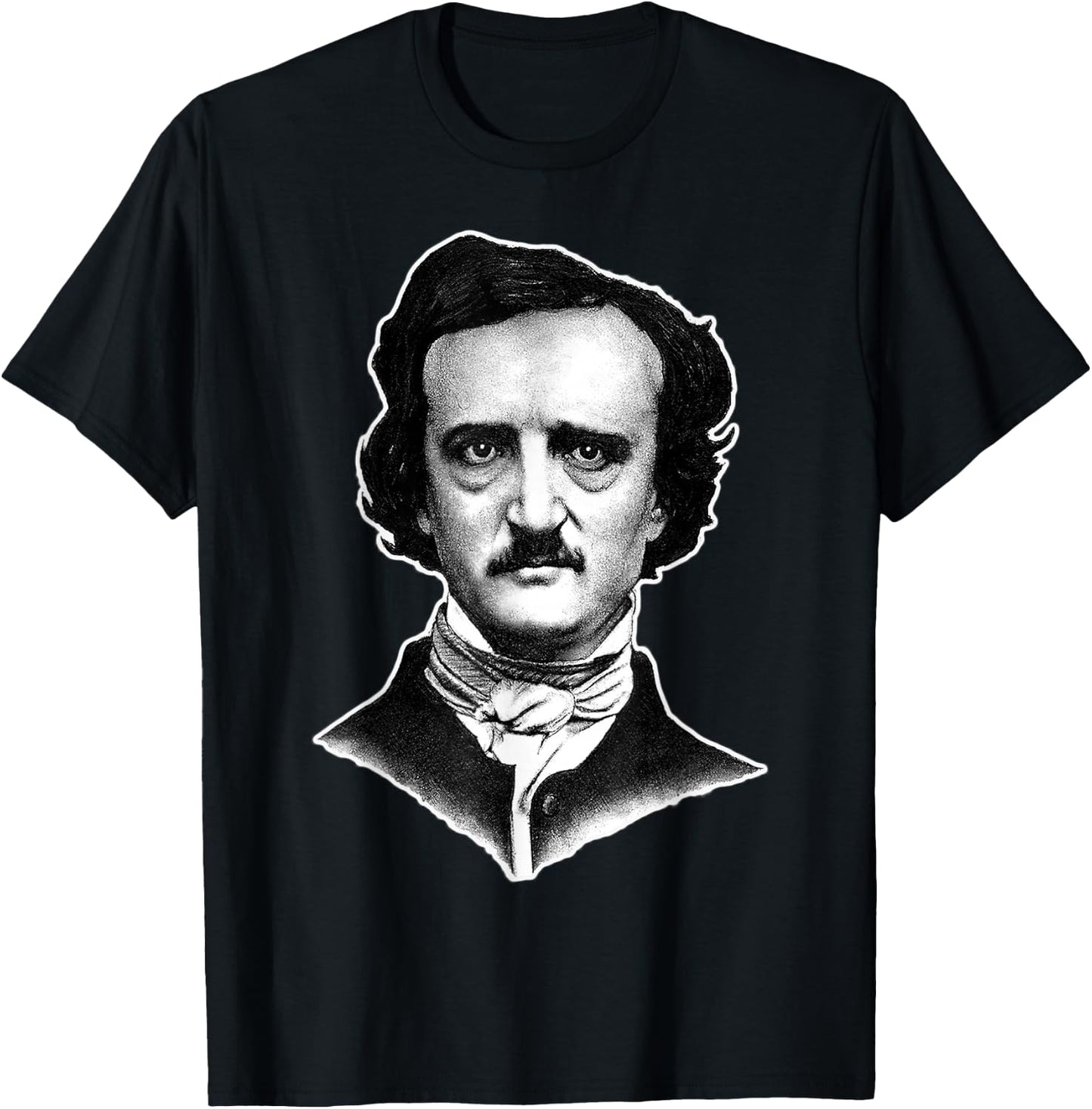 Edgar Allan Poe Portrait Gothic Blackwork T-Shirt - T-Shirt | Black