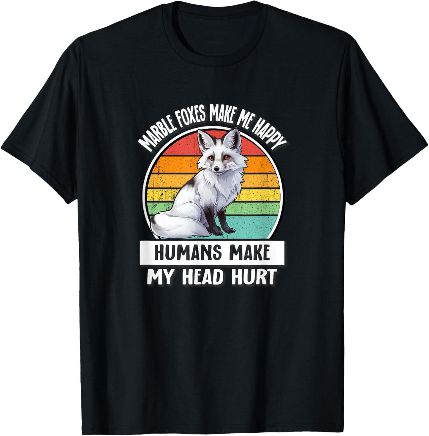 Retro Vintage Humans Hurt My Head Canadian Marble Fox Lover T-Shirt - T-Shirt | Black
