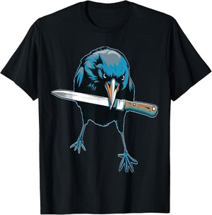 Crow With Knife T-Shirt - T-Shirt | Black