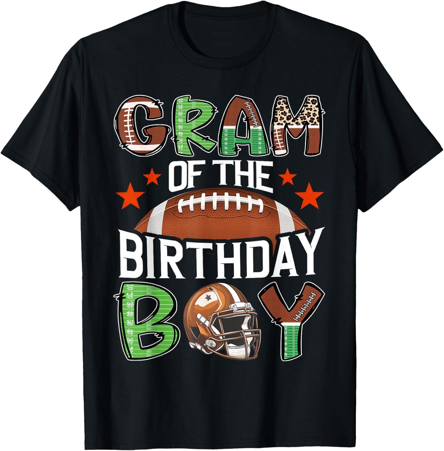 Gram Of The Birthday Boy Game Day Football T-Shirt - T-Shirt | Black