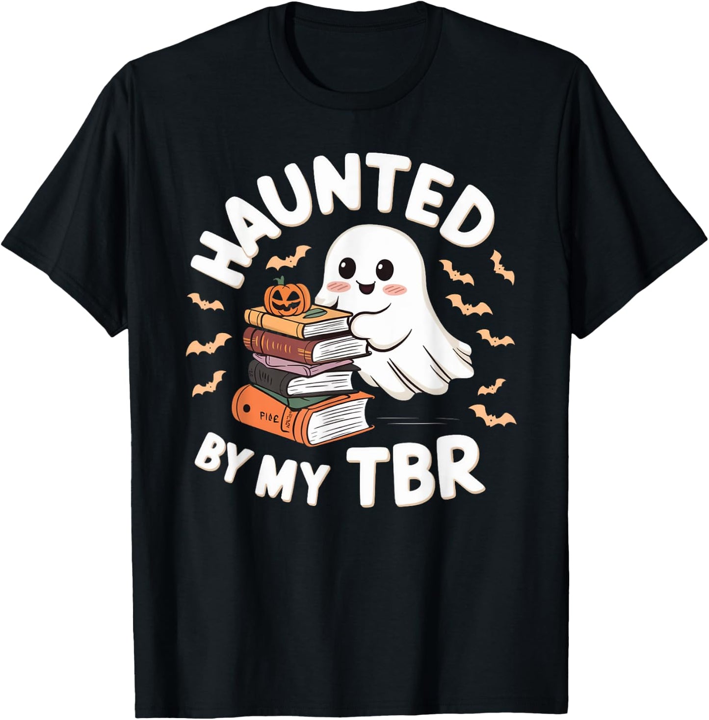 Haunted By My TBR Cute Ghost Book Reading Teacher Halloween T-Shirt - T-Shirt | Black