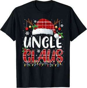 Uncle Claus Christmas Lights Pajama Family Matching T-Shirt - T-Shirt | Black