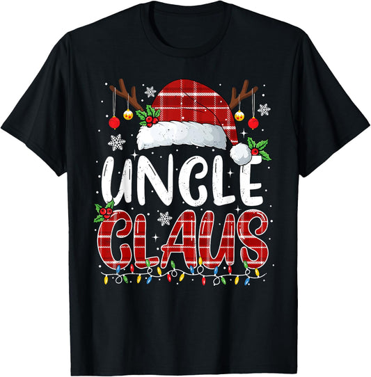 Uncle Claus Christmas Lights Pajama Family Matching T-Shirt - T-Shirt | Black