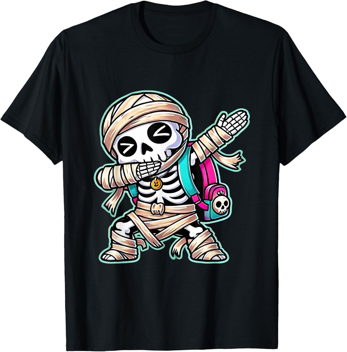Funny Dabbing Skeleton Dab Costumes Spooky Halloween Mummy T-Shirt - T-Shirt | Black