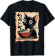 Funny Cat Ramen Noodle Japanese Kawaii Anime Otaku Style T-Shirt - T-Shirt | Black