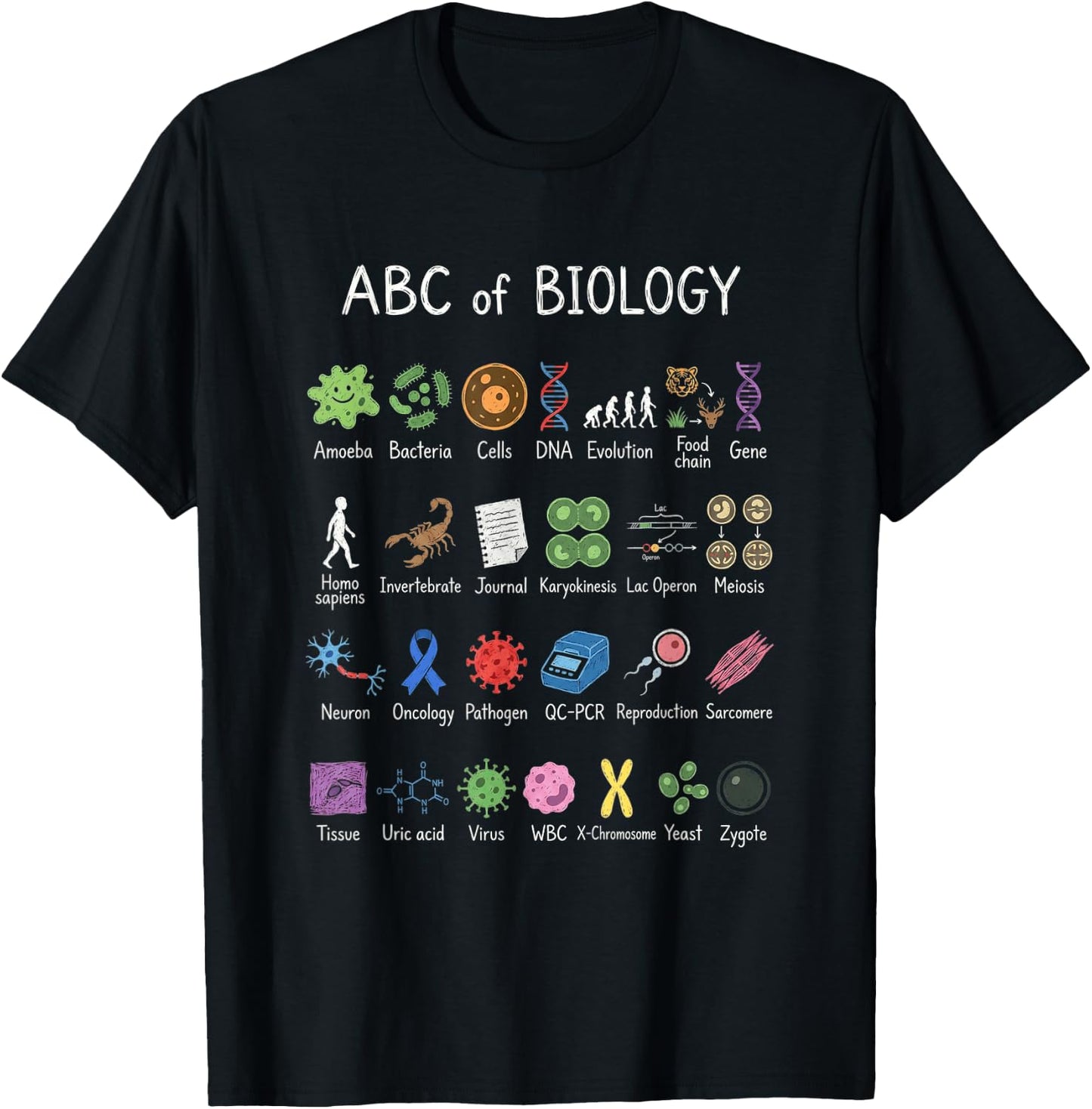 Biology Alphabet Science Education Teacher Student Chart T-Shirt - T-Shirt | Black
