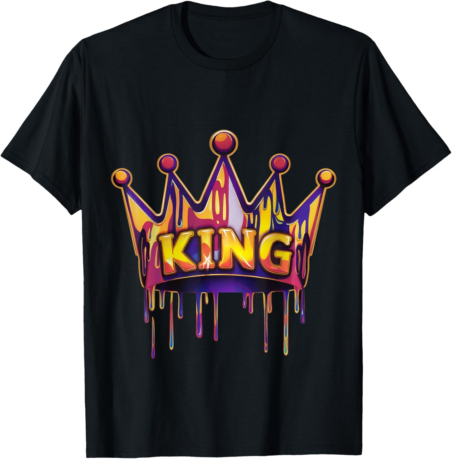 Vibrant Crown King Party Graphic Boys T-Shirt - T-Shirt | Black
