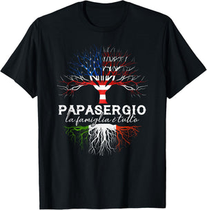 Papasergio Italian Family Name Italian Roots T-Shirt - T-Shirt | Black