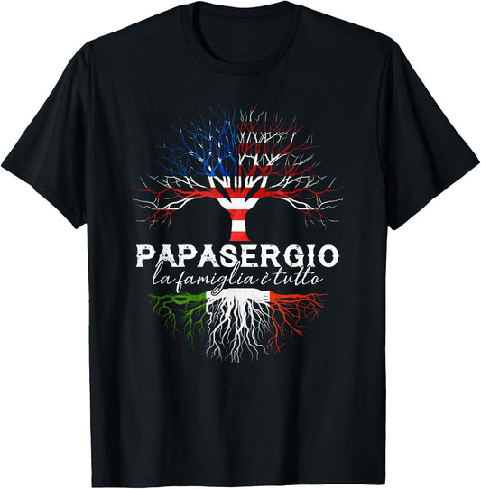 Papasergio Italian Family Name Italian Roots T-Shirt - T-Shirt | Black