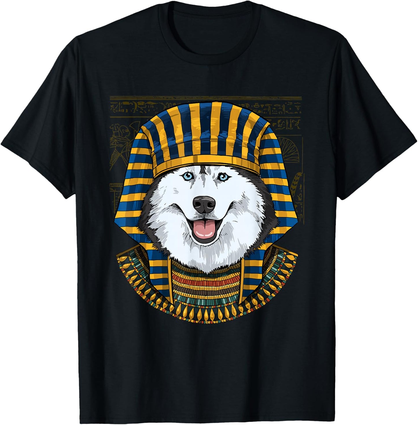 Siberian Husky Egyptian Pharaoh Historian Archaeologist Dog T-Shirt - T-Shirt | Black