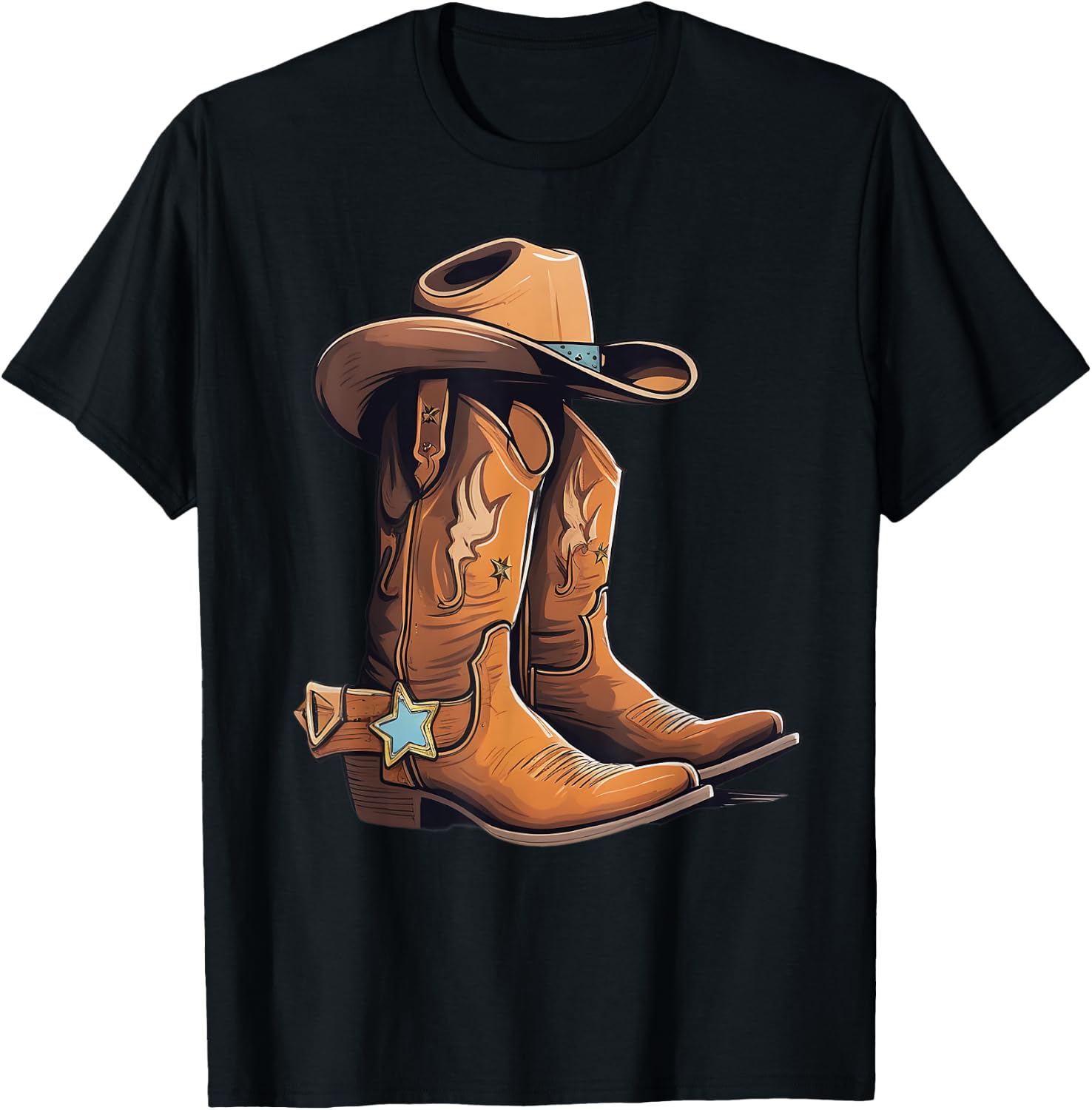 Cowboy Boots Sheriff star Sheriff badge Outfit T-Shirt - T-Shirt | Black