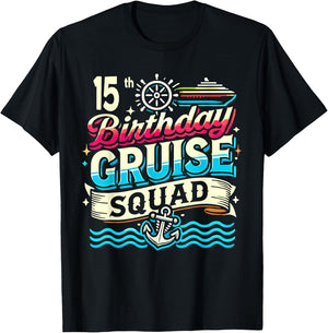15th Birthday Cruise Squad, Family Cruise 2024 T-Shirt - T-Shirt | Black
