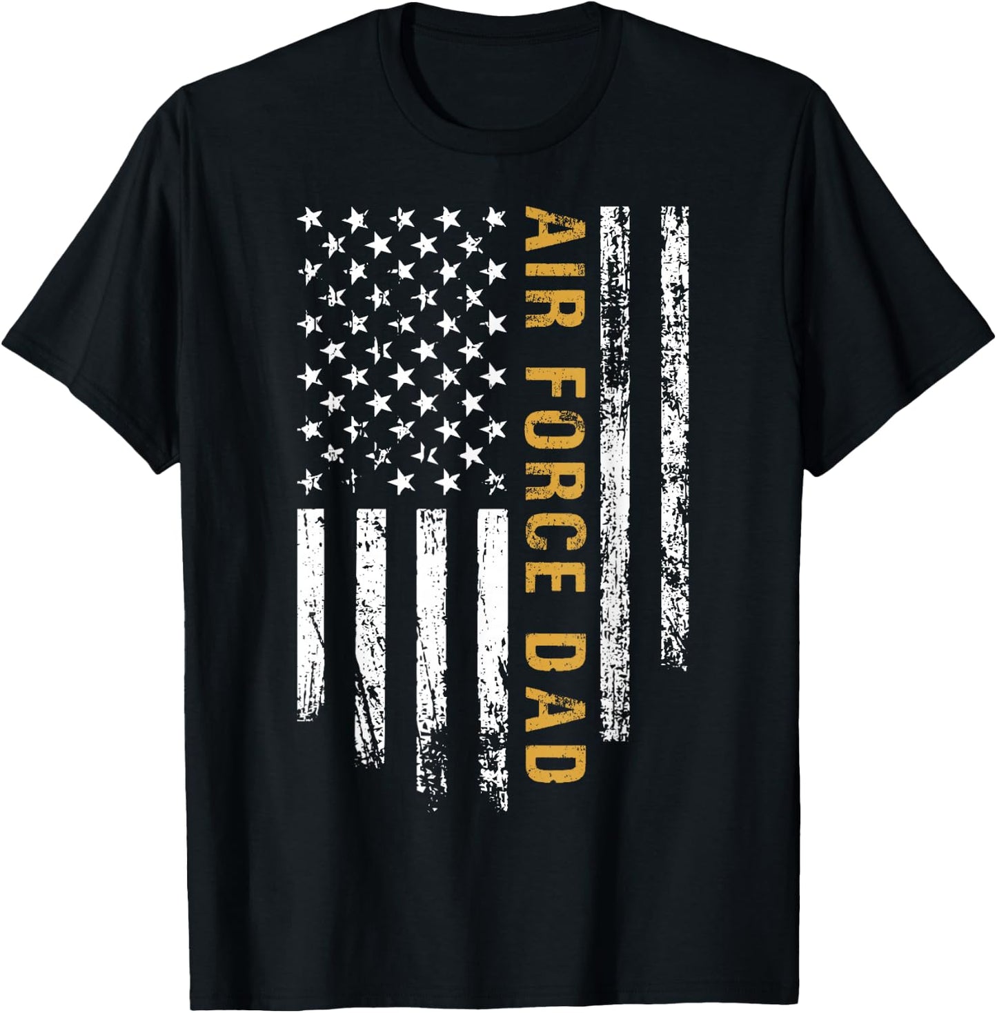 Air Force Dad Grunge American Flag Pride T-Shirt - T-Shirt | Black