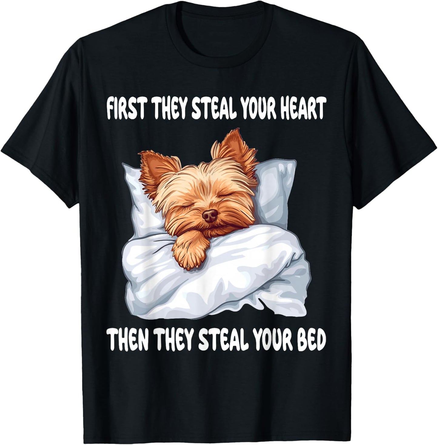 Yorkshire Terrier Yorkie Sleeping Pajamas Nightgown T-Shirt - T-Shirt | Black