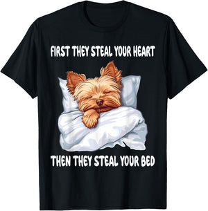 Yorkshire Terrier Yorkie Sleeping Pajamas Nightgown T-Shirt - T-Shirt | Black