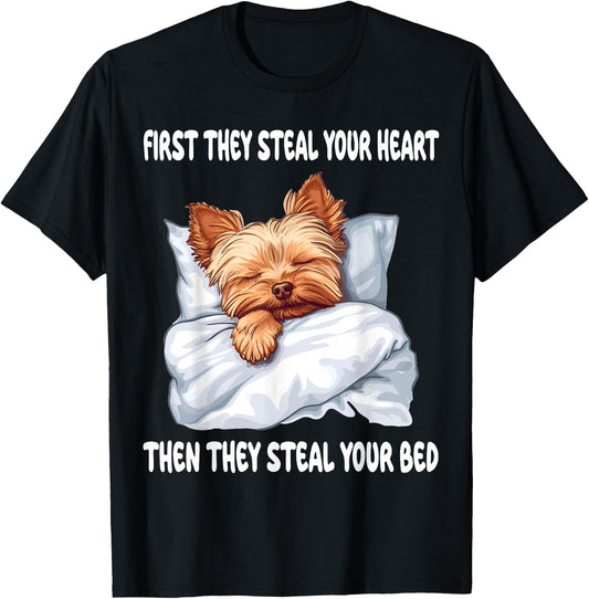 Yorkshire Terrier Yorkie Sleeping Pajamas Nightgown T-Shirt - T-Shirt | Black