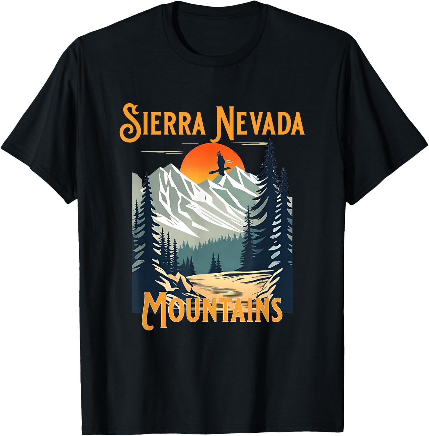 Vintage Sierra Nevada Mountains Souvenir Hiking T-Shirt - T-Shirt | Black