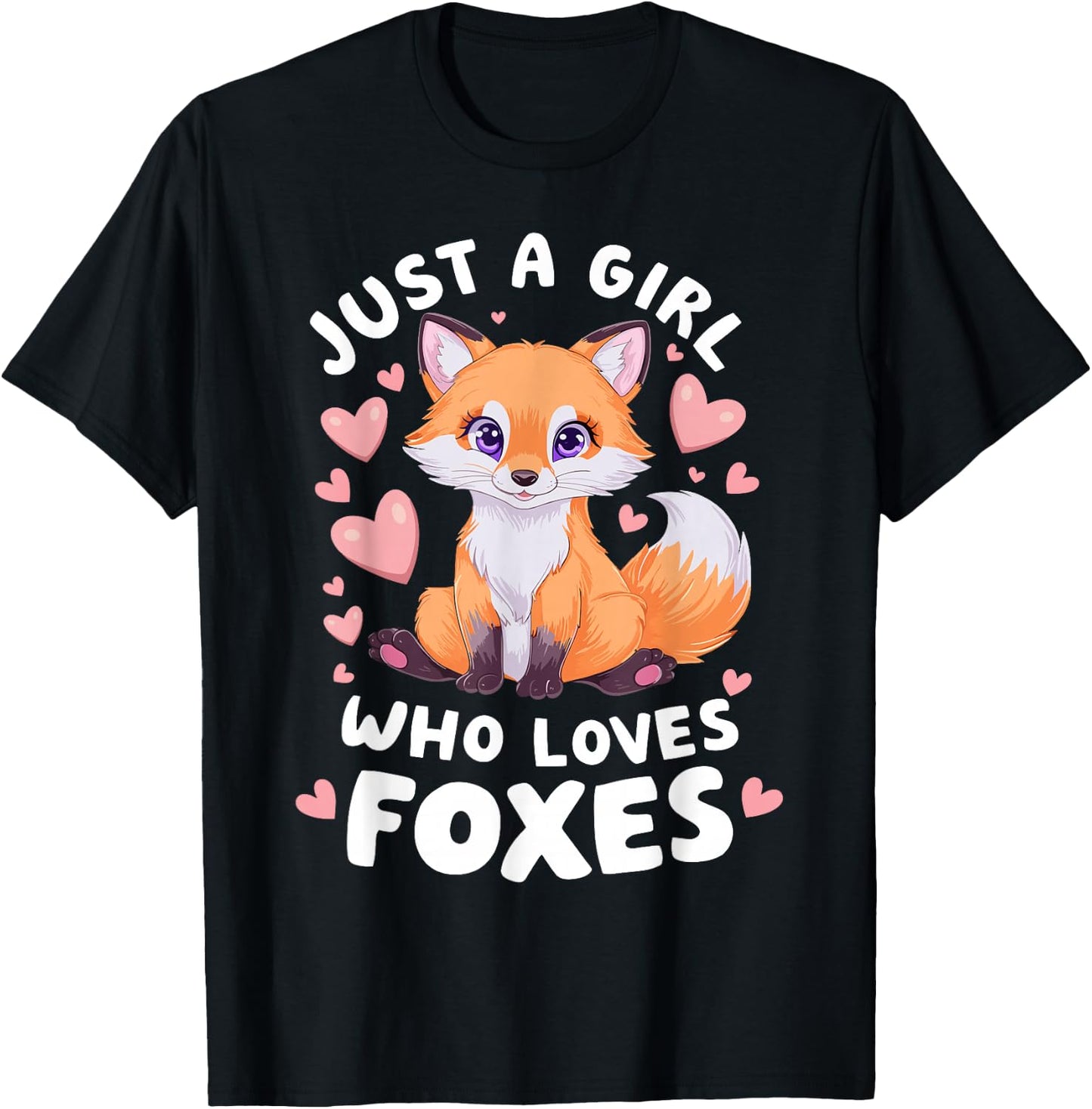 Cute Fox Just a Girl Who Loves Foxes T-Shirt - T-Shirt | Black