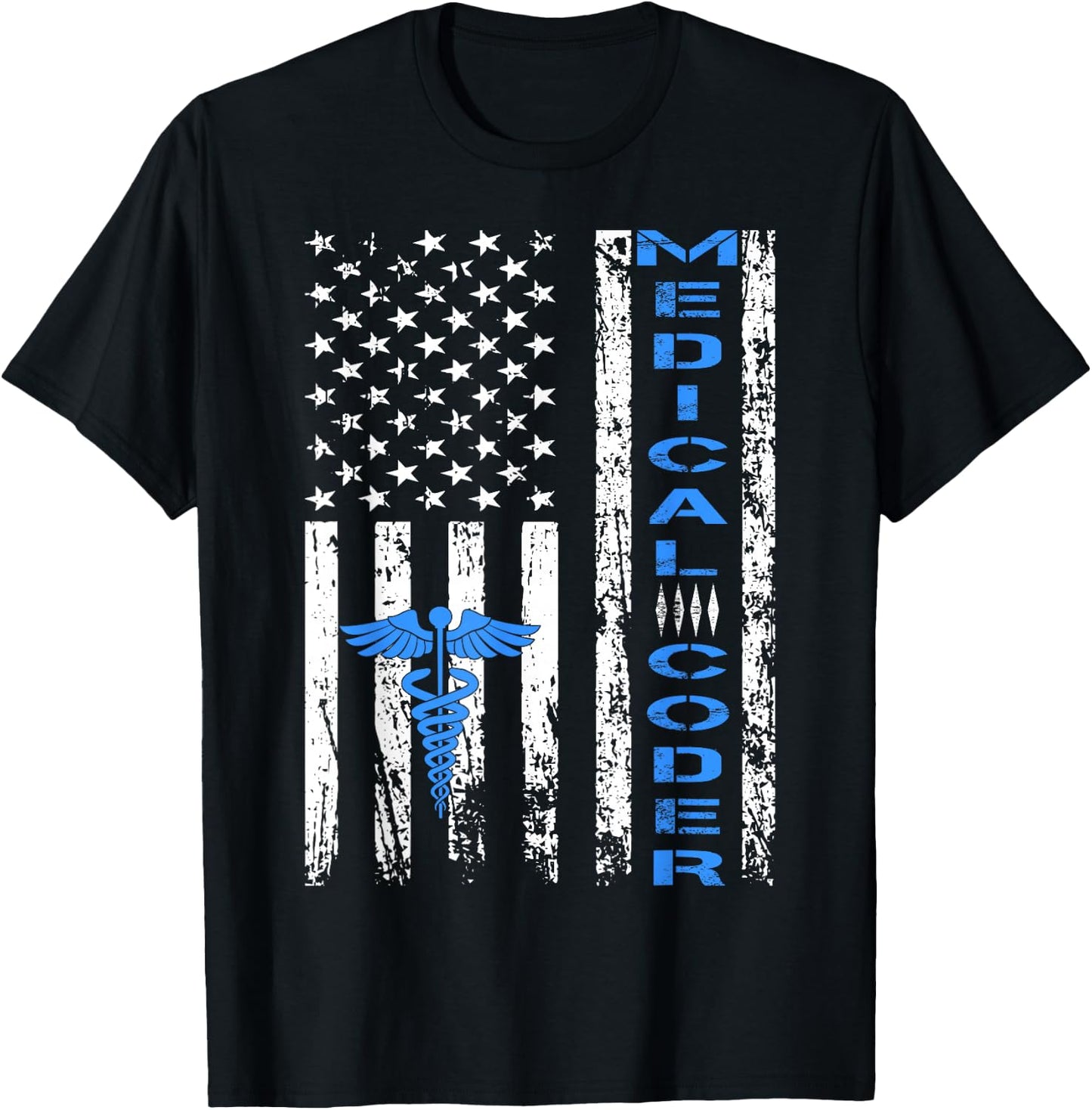 Medical Coder American Flag Clinical T-Shirt - T-Shirt | Black