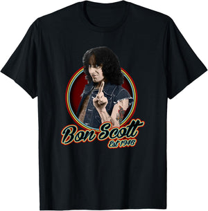 Bon Scott Retro Circle Photo Est 1946 T-Shirt - T-Shirt | Black