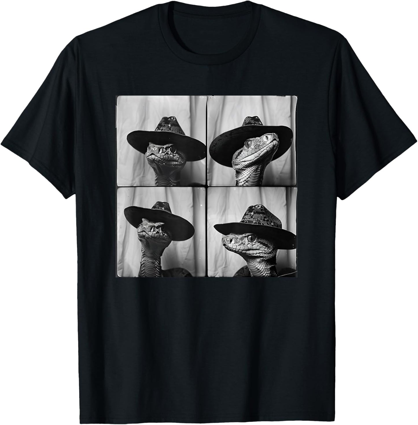 Snake in Cowboy Hat Funny Animal Photobooth Snake Owner T-Shirt - T-Shirt | Black