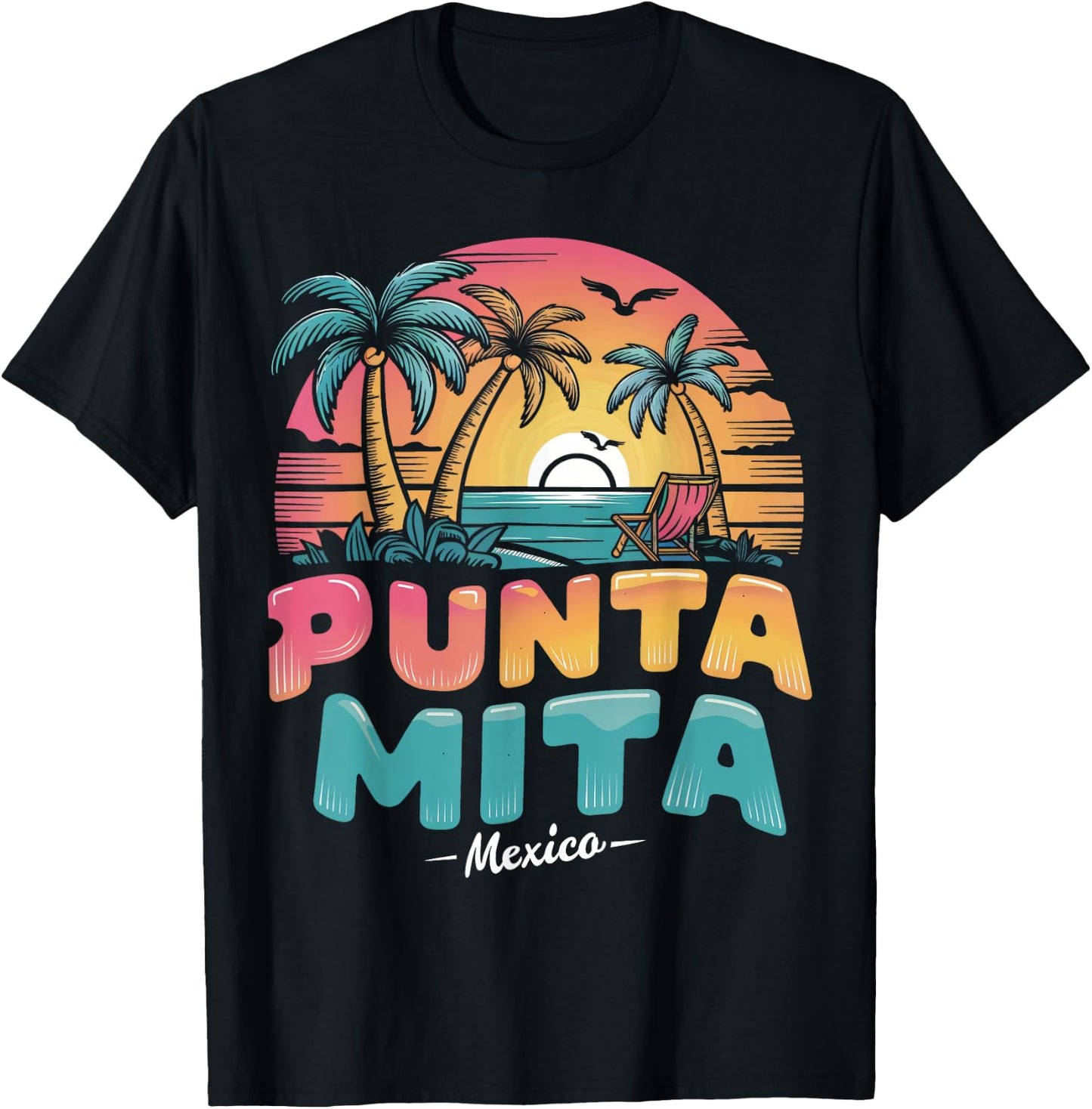 Punta Mita Mexico Tropical Sunset beach Souvenir Vacation Men Women Kids T-Shirt - T-Shirt | Black