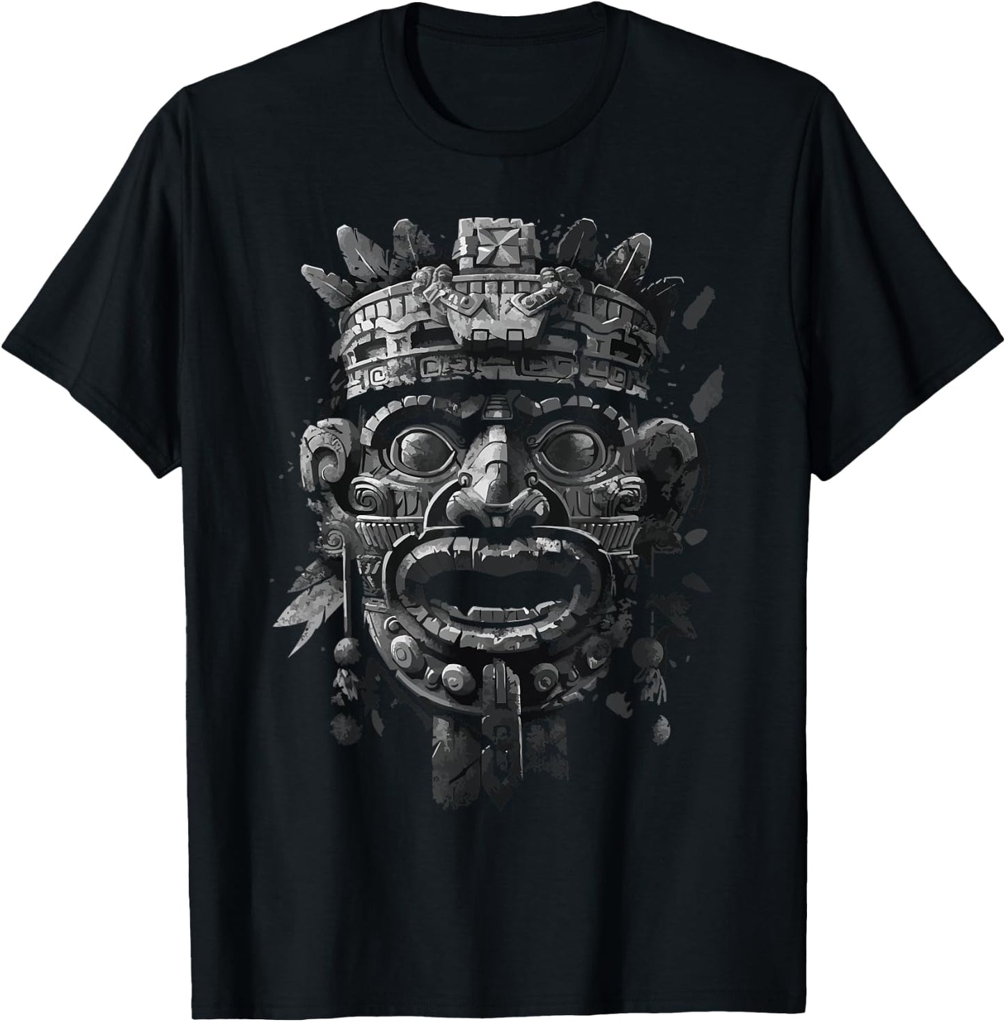 Aztec God Aztec Culture Mayan Indigenous Tlaloc Statue T-Shirt - T-Shirt | Black