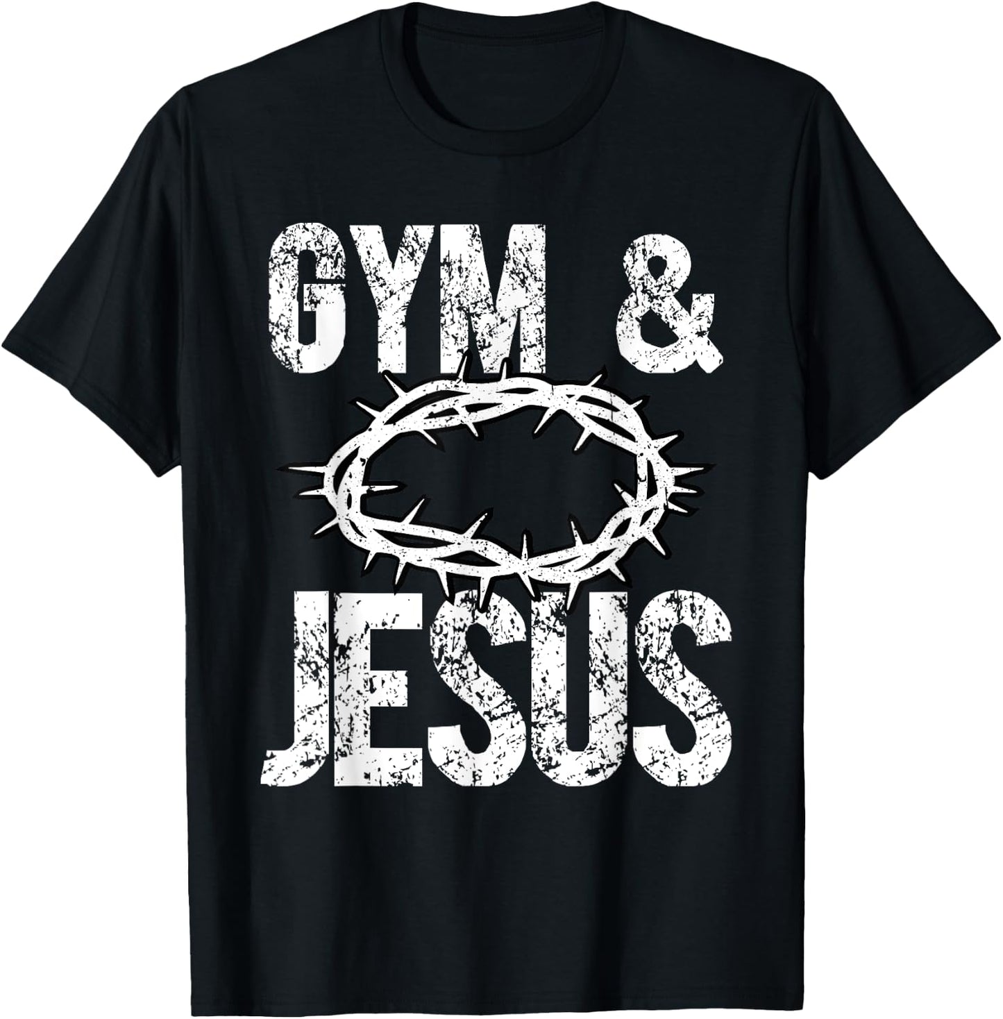 Gym And Jesus Christian Bodybuilder Religious Bodybuilding T-Shirt - T-Shirt | Black