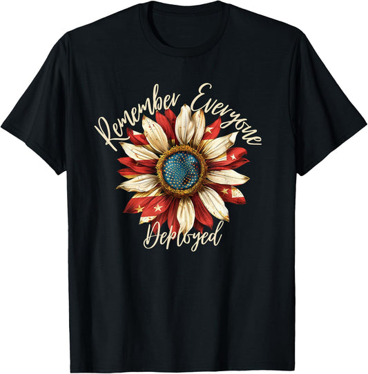 Patriotic Remember Everyone Deployed Red Friday Military T-Shirt - T-Shirt | Black