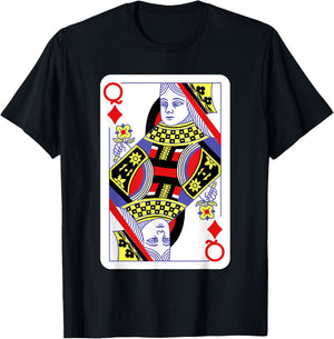 Queen Of Diamonds Playing Cards Halloween Costume Casino T-Shirt - T-Shirt | Black