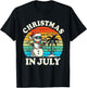 Vintage Christmas in July Snowman Summer Beach Vacation Xmas T-Shirt - T-Shirt | Black