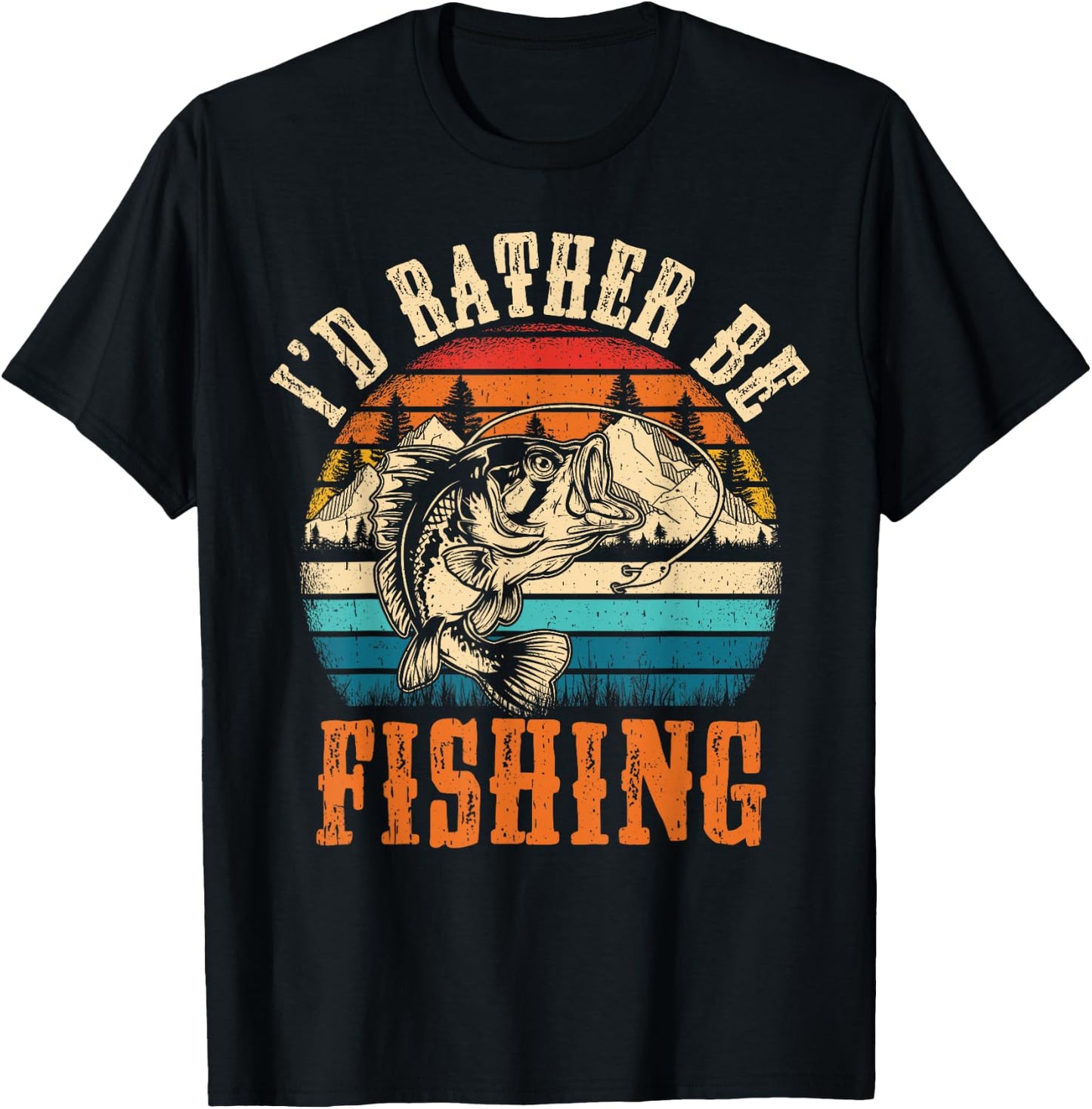 Funny Fishing Women Boy Kids Funny Bass Dad Fish T-Shirt - T-Shirt | Black