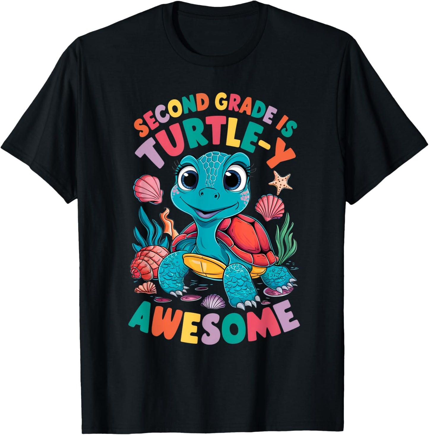 Second Grade Is Turtle-Y Awesome Back To School 2nd Grade T-Shirt - T-Shirt | Black